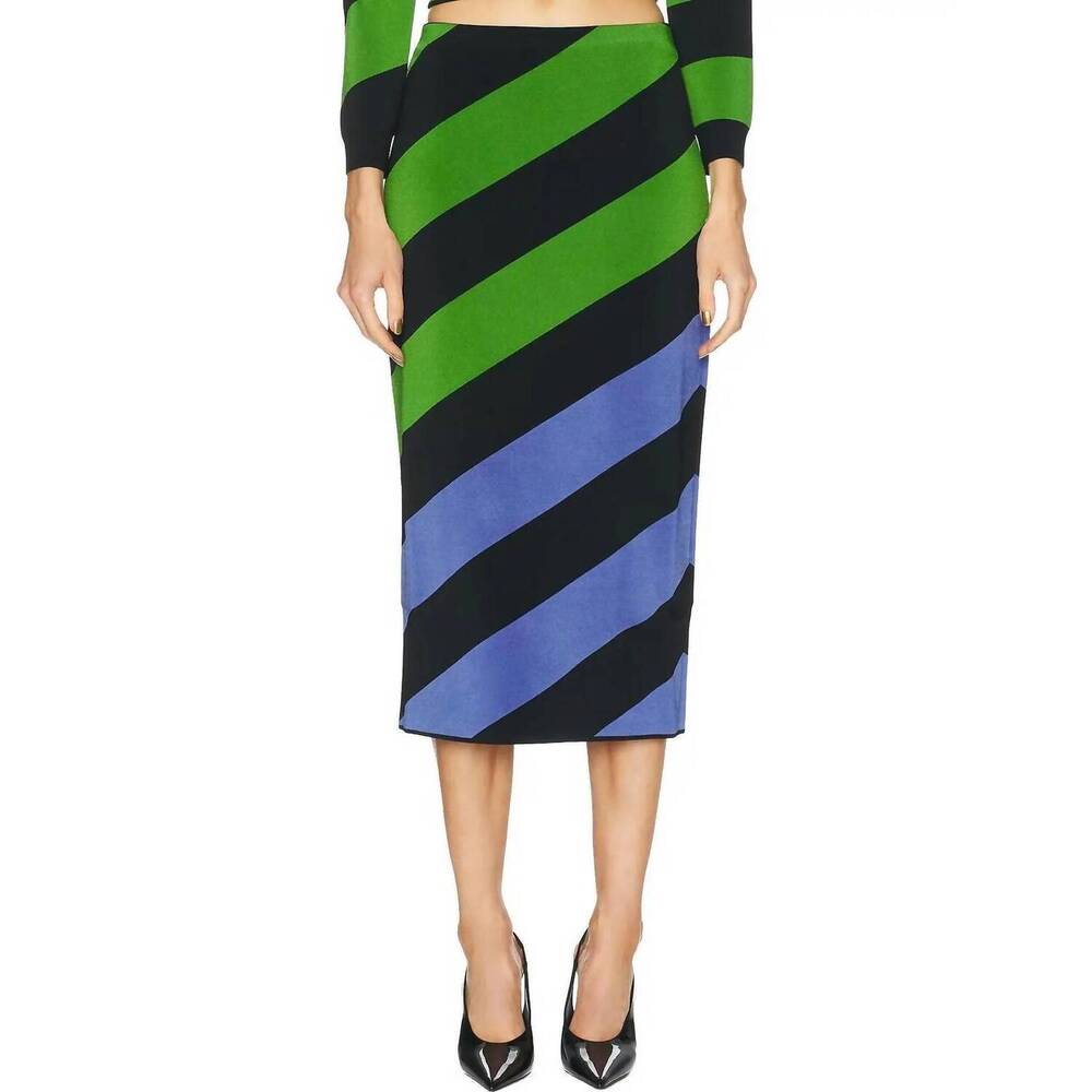 NEW CAROLINA HERRERA knit pencil skirt in lawn green multi